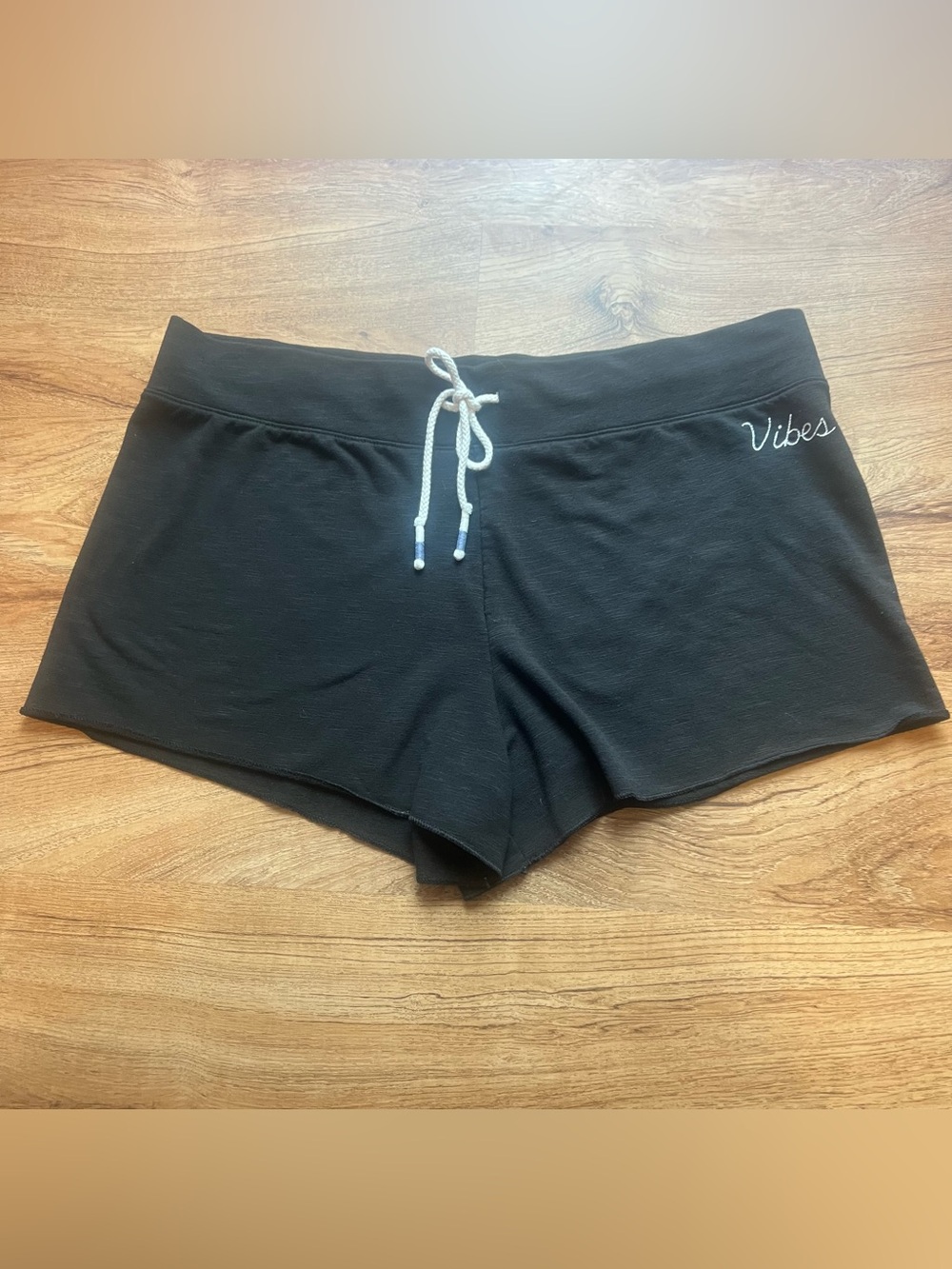 PINK Victoria's Secret Black 'Vibes' Athletic Lounge Shorts with Drawstring